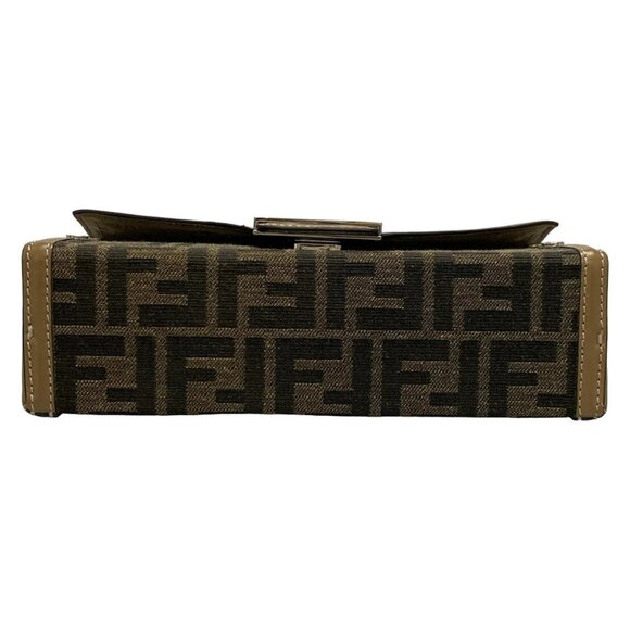 Auth FENDI Baguette Soft Trunk/Zucca Pattern 7VA565 Dark Brown Beige Jacquard - Picture 7 of 16